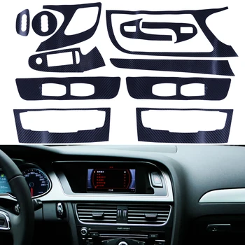3D Karbon Fiber Stil LHD Vites Paneli Pencere Kontrol elektrik düğmesi çıkartması Audi A4 B8 4 Kapı 2009-2016 İç Araba Aksesuarları