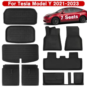 Tesla Modeli Y 7 Kişilik Paspaslar Gövde Paspaslar Gömlekleri Tam Set Tüm Hava Su Geçirmez XPE Kargo Astarı Seti Y 2021 2022 2023