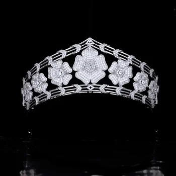 Avrupa ve Amerikan High-End Retro Taç Kraliyet Prenses Düğün Headdress Gelin Düğün Zirkon Taç Düğün Aksesuarları