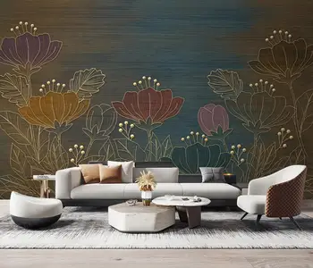 Özel İskandinav bitkiler ve çiçekler duvar kağıdı yatak odası duvarları için kanepe arka plan yatak odası arka plan sanat duvar kağıtları oturma odası için