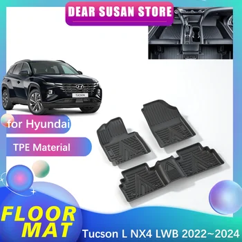 Araba Kat Mat Hyundai Tucson L NX4 LWB 2022~2024 2023 Panel Ayak Oto Parçası TPE Astar Halı Pedi Özel Kapak Halı Aksesuarları