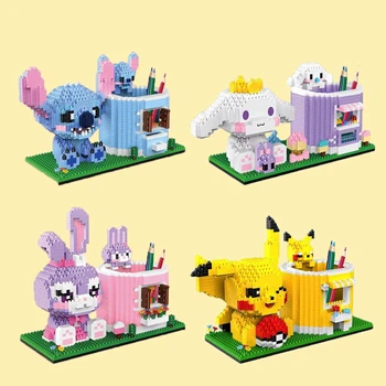 Pokemon Pikachu Yaratıcı Yapı Taşları kalemlik Serisi DIY Mini Elmas Yapı Taşı Bebek çocuk Oyuncakları noel hediyesi