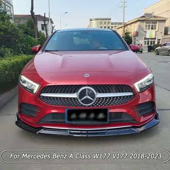 Mercedes Benz için Bir Sınıf W177 V177 2018-2023 3 Adet Araba Ön Tampon Ayırıcı ÖN TAMPON Gövde Kiti Spoiler Splitter Parlak Siyah
