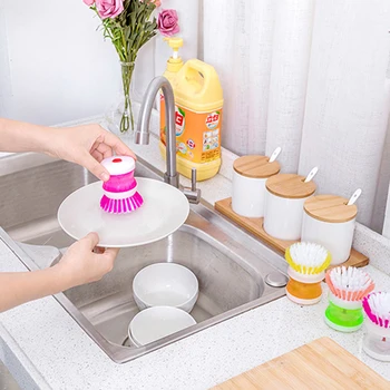 Rastgele Renk Mutfak Yıkama Pot Bulaşık Fırçası Eşyaları Yıkama Sıvı Sabunluk Ev Duş Odası Temizleme Aksesuarları