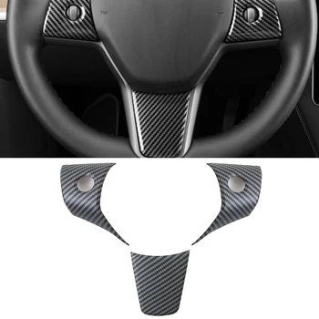 3 Adet ABS Plastik direksiyon Yama dekorasyon çıkartması Tesla Modeli 3 Model Y 2017-2023 İç Modifiye Aksesuarları