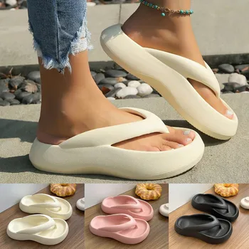 Flip Flop Yaz Rahat Terlik Açık plaj sandaletleri EVA Yumuşak Platform rahat ayakkabılar Kadın Çift Kalın Tabanlı Dropshipping