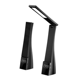 Led masa lambası Okuma Lambaları çalar saat İle 3 Renk Sıcaklığı Kademesiz Karartma USB Şarj Göz Koruması Siyah