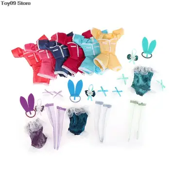 Yeni 1 Takım 30cm 1/6 oyuncak bebek giysileri Kısa Kollu Şort Seksi Tavşan Elbise Kafa Bandı Çorap Parti bebek Aksesuarları