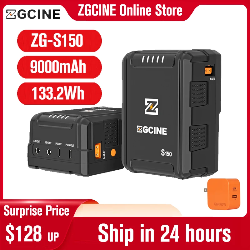 ZGCINE ZG-S150 S150 V Dağı Pil V-kilit Lityum Pil Güç Bankası DSLR kameralar Akıllı Telefonlar Dizüstü Bilgisayarlar Video Işığı kamera
