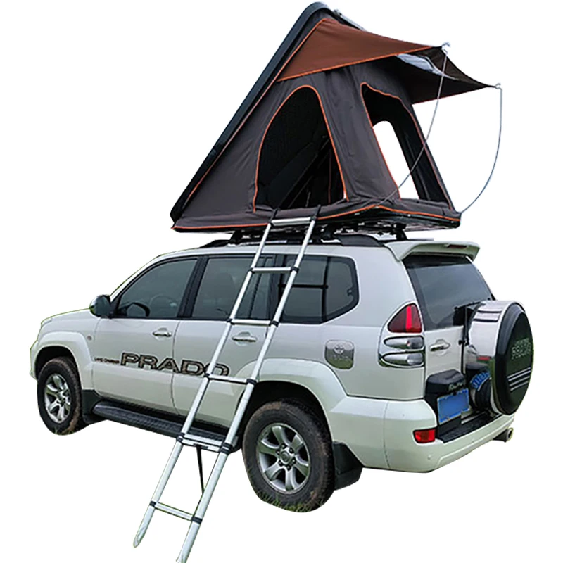 Alüminyum Taban Üçgen Kamp SUV Araba Yalıtımlı Sert Kapak Çatı Çadırları 3-4 Kişi Sert Kabuk Çatı Üstü Çadır