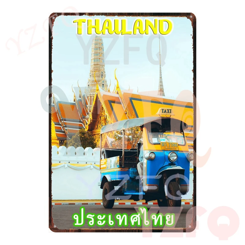 Phuket Bangkok Tayland Şehir Metal Tabela Vintage Plak Bar ev duvar dekorasyonu Turist Anıt Poster 8x12 İnç KJ-0504A