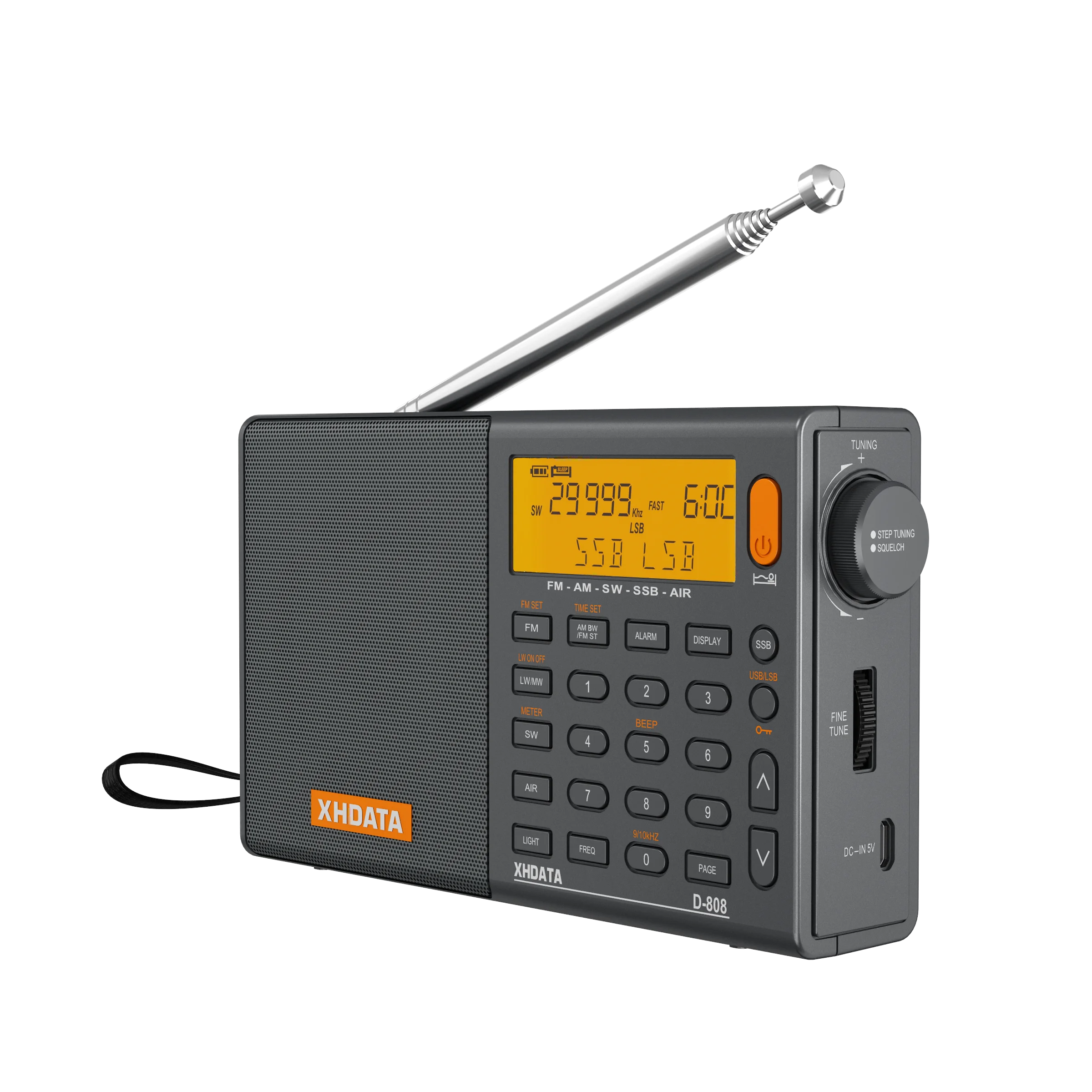 XHDATA D-808 Taşınabilir Radyo AM FM Kısa Dalga SSB Dünya HAVA Bandı SSB Alıcısı