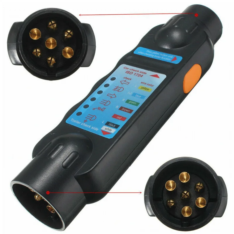 1 adet 7 Pin kablo devre test aleti 12V 19. 5X5X3. 5cm 6 ışık LED sistemi ölçüm analiz cihazları aksesuarları