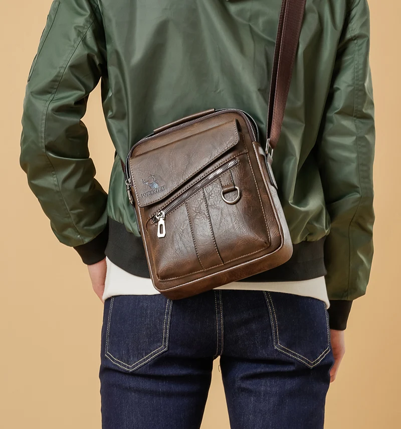 Moda erkek Çanta omuzdan askili çanta Vintage Trendleri PU Deri Retro askılı çanta Şık Rahat Erkek Crossbody askılı çanta Yeni