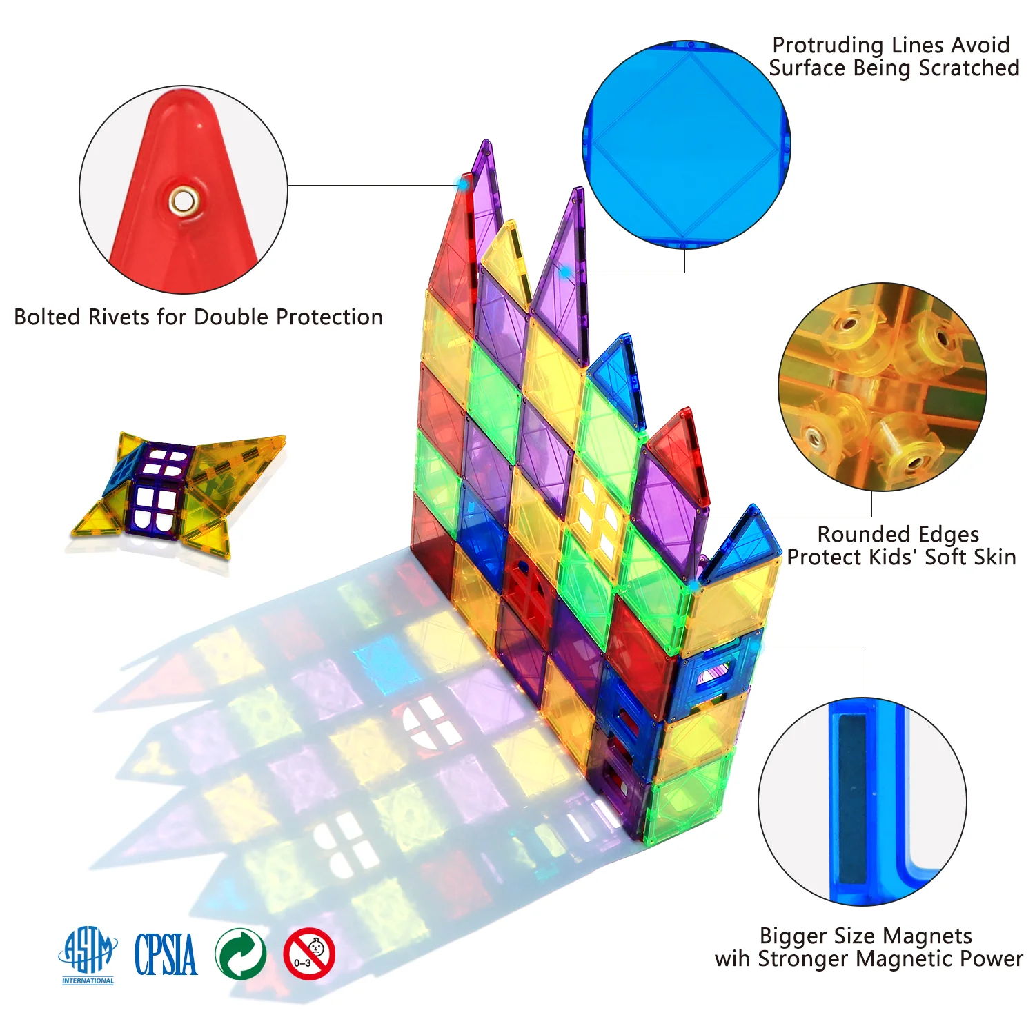 Manyetik Yapı Taşları İnşaat Setleri Büyük Boy Güçlü Mıknatıs Fayans Çocuk DIY Montessori Eğitici Oyuncaklar Çocuklar için Hediye
