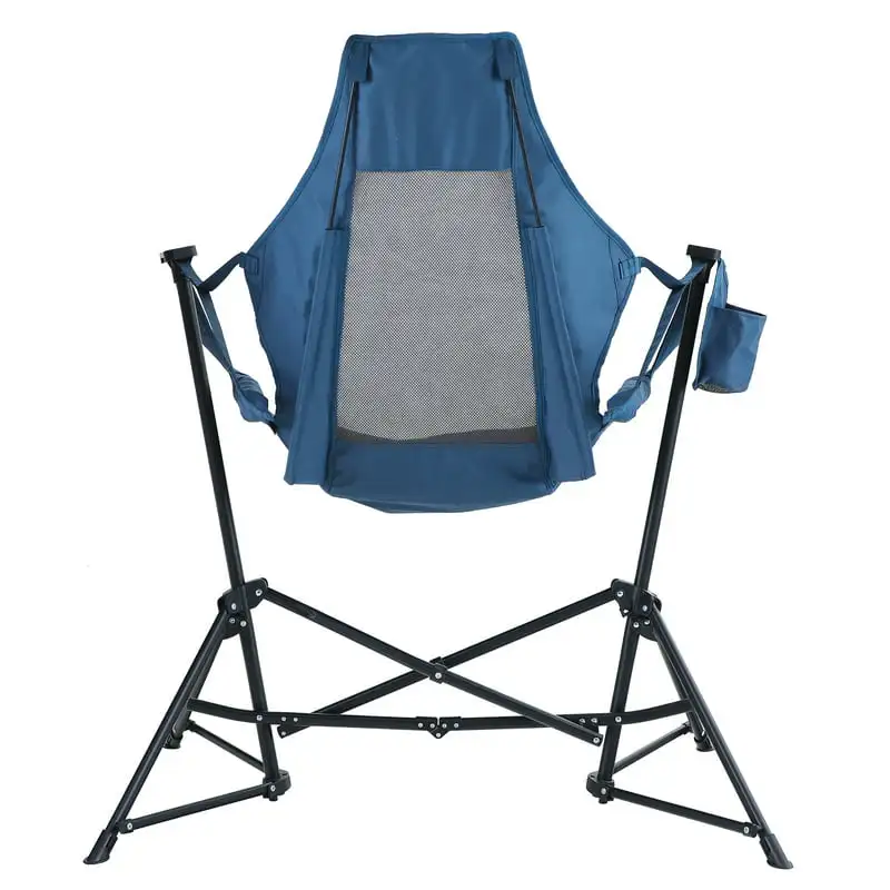 Katlanabilir Hamak Kamp sandalyesi Bardak içecek Tutuculu, Mavi