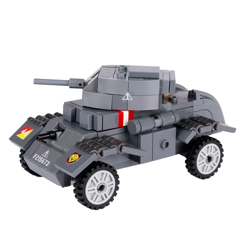 MOC WW2 İngiliz T17 Geyik Tazı Zırhlı Araç Asker Keşif Aracı Aracı Monte oyuncak inşaat blokları Çocuklar için Hediye