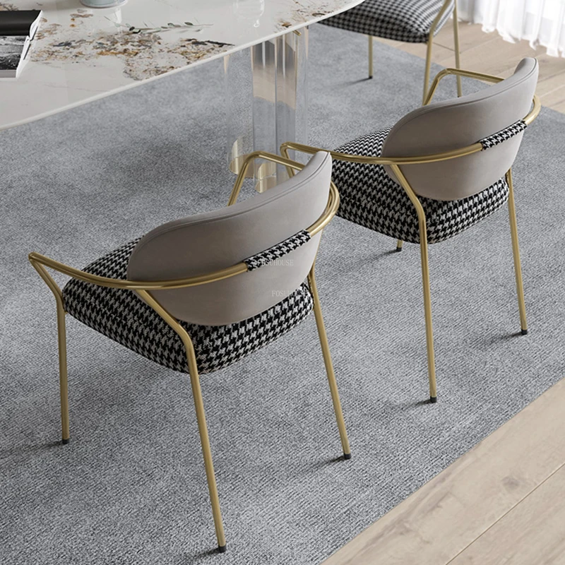 Modern Lüks Kumaş yemek sandalyeleri Metal Eğlence Otel Mutfak Yemek Sandalyesi Basit Arka Koltuk Sillas De Comedor Mobilya