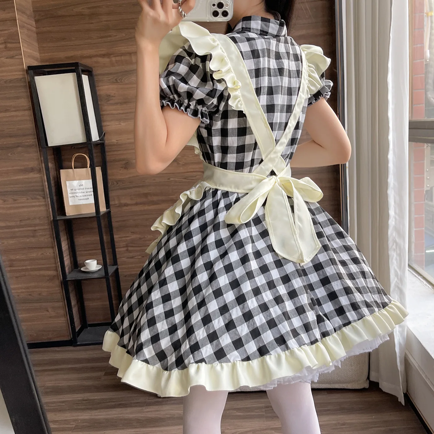 Japon Sevimli Rüzgar Lolita Hizmetçi Elbise Seksi Cosplay Hizmetçi Üniforma Elbise Siyah Kırmızı Kare Artı Büyük Kostümleri Kızlar için 2023 Anime